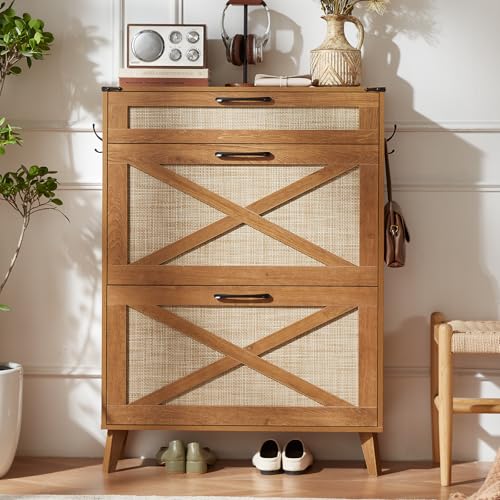 Shoe Cabinet Storage for Entryway with 2 Flip Drawers