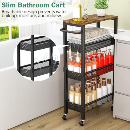 Utility Slim Storage Cart with Wheels