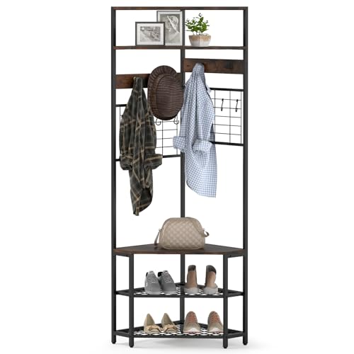 Corner Hall Tree with Shoe Bench