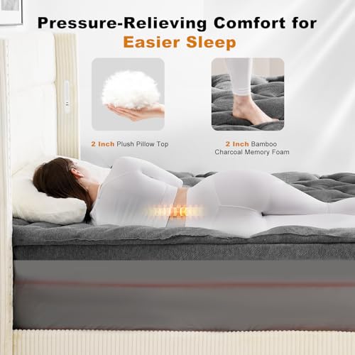 Dual Layer 4 Inch Cooling Memory Foam Mattress Topper