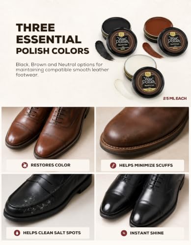 Compact Travel Size Leather Shoe Shine Kit for Men & Women