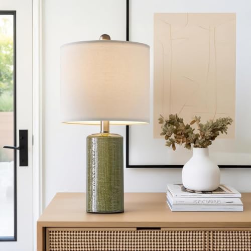 Modern Ceramic Table lamp Set of 2 Small Farmhouse Bedside lamp