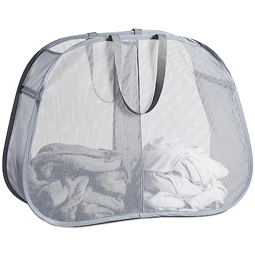Mesh Popup Laundry Hamper 115L Foldable Laundry Basket Large Capacity Collapsible Clothing Storage Basket with Handles 26 H x 18 W x 18 L