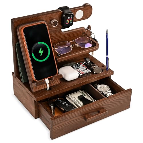 Wood Phone Docking Station with Drawer