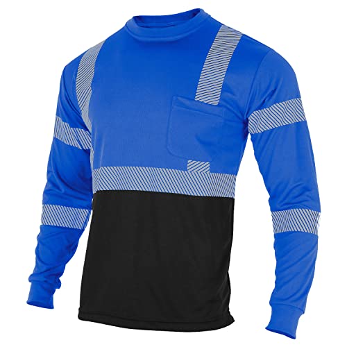 Safety Reflective High Visibility Long Sleeve Shirts Class 3 Hi Vis Construction Work T Shirts for Men