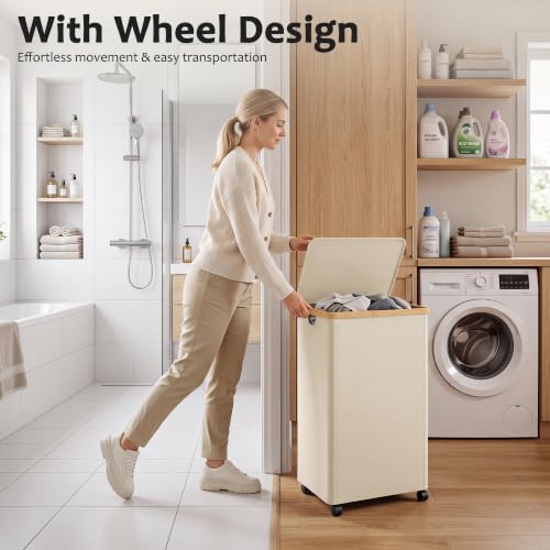 Laundry Basket with Wheels and Lid