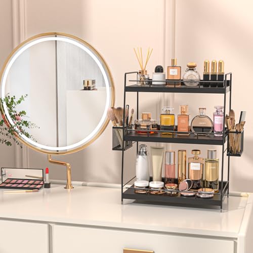 3 Tier Bathroom Counter Organizer with Side Baskets for Skin Care