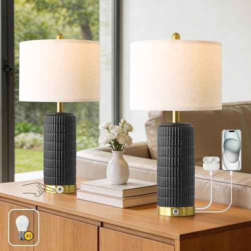Touch Bedside Table Lamps with USB Ports for Bedroom