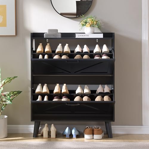 Shoe Cabinet Storage for Entryway with 2 Flip Drawers