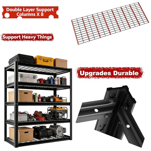 Garage Shelving Heavy Duty Storage Shelves 3000 LBS Adjustable Metal Shelving Uints and Storage for Garage