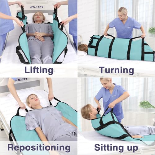 Positioning Bed Pad with Reinforced Handles Patient Transfer Sheet Aid Assistant for Body Lifting