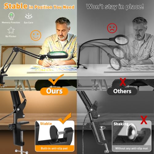 Square Magnifying Glass with Light and Stand