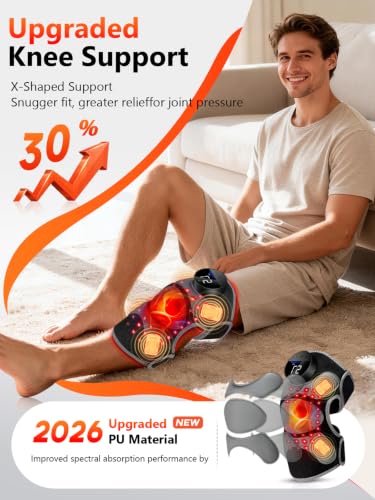 Upgrade Knee Massager with Heat 4 Vibration & Red Light Therapy Knee Brace