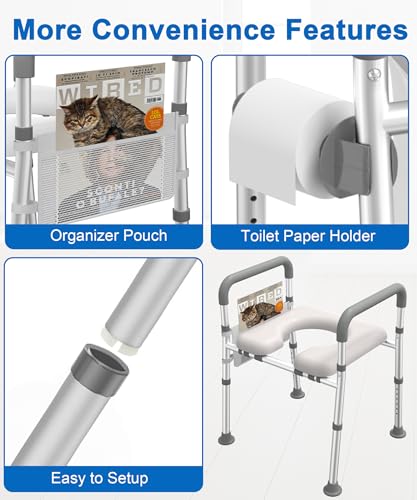 Toilet Seat Riser for Seniors with Adjustable Height & Width