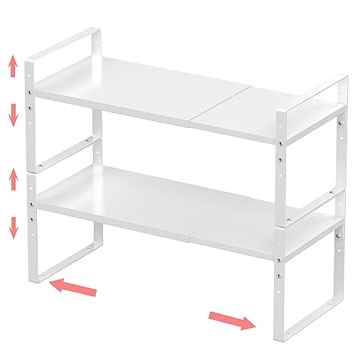Expandable Stackable Spice Rack Cabinet Shelf Organizer in Cabinets Shelves Kitchen Cupboard Organization Stack up Racks Pantry Countertop Storage