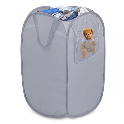 Sturdy Foldable Pop Up Laundry Hamper with Side Pockets