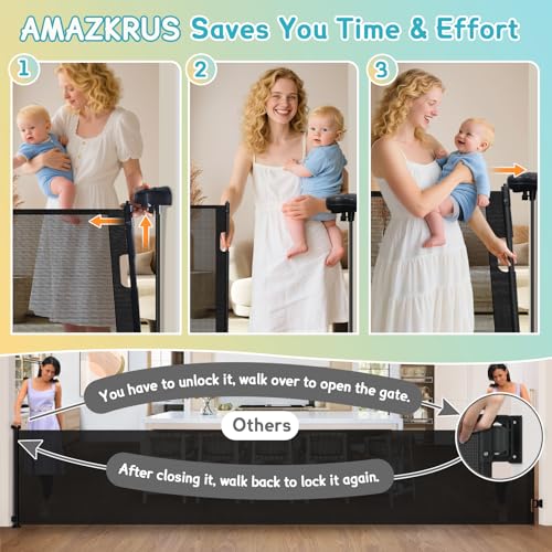 Extra Wide & Tall Retractable Baby & Dog Gate