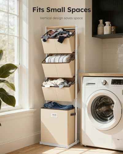 4 Tier Laundry Hamper Sorter Vertical Laundry Basket for Small Space