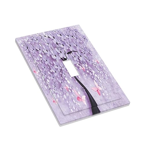 Outlet Covers Purple Rose Flower Rustic Wood Plank 1 Gang Duplex Light Switch Cover Plate Decorative Wall Plates Electrical Switchplate Receptacle Cover for Farmhouse Bathroom Decor