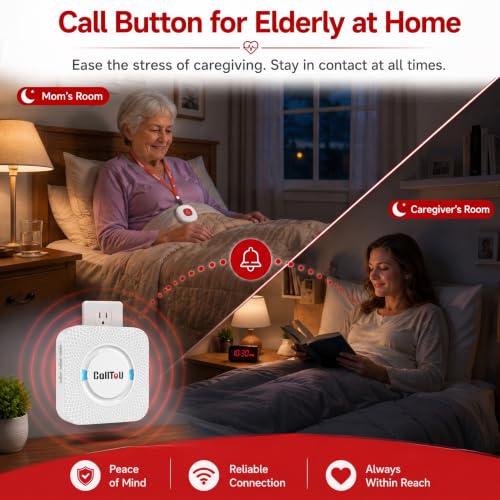 Wireless Caregiver Pager Smart Monitoring System Alert Buttons Hand Call Bell for Elderly Seniors Patients