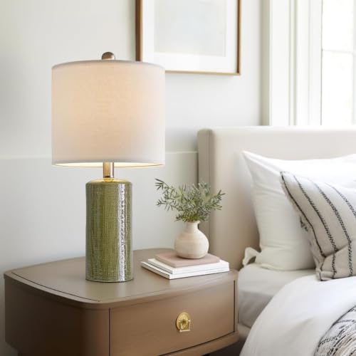 Modern Ceramic Table lamp Set of 2 Small Farmhouse Bedside lamp
