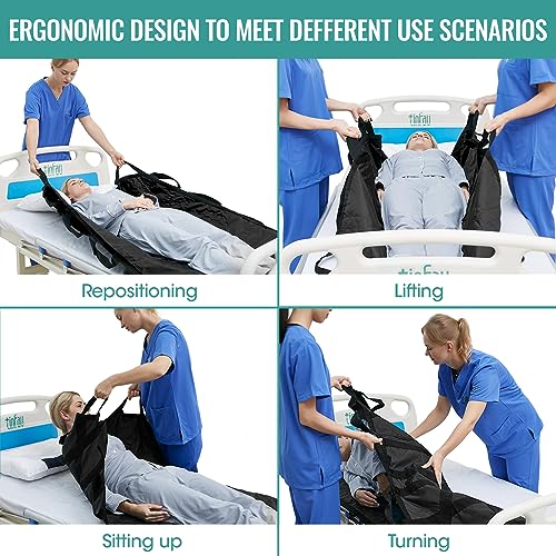 Positioning Bed Pad with Handles Washable Draw Sheets for Hospital Bed Ridden Patient Lifting &Transfer Sheet Nylon