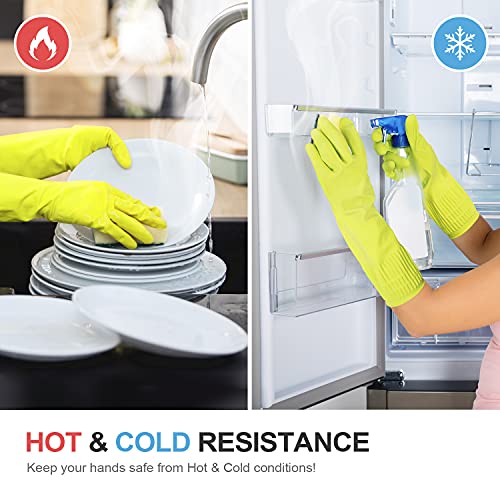 Mamison 2 Pairs Reusable Waterproof Household Dishwashing Cleaning Rubber Gloves