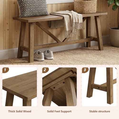 Farmhouse Solid Wood Bench