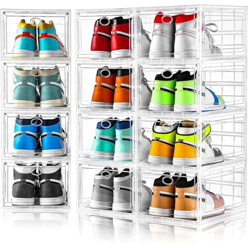 12 Pack Clear Shoe Boxes Stackable