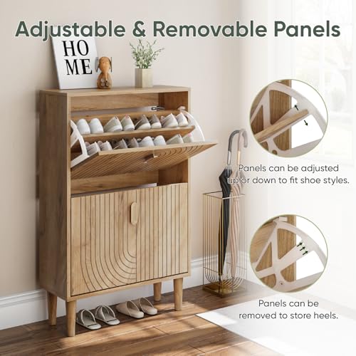 Shoe Cabinet with 2 Flip Drawers