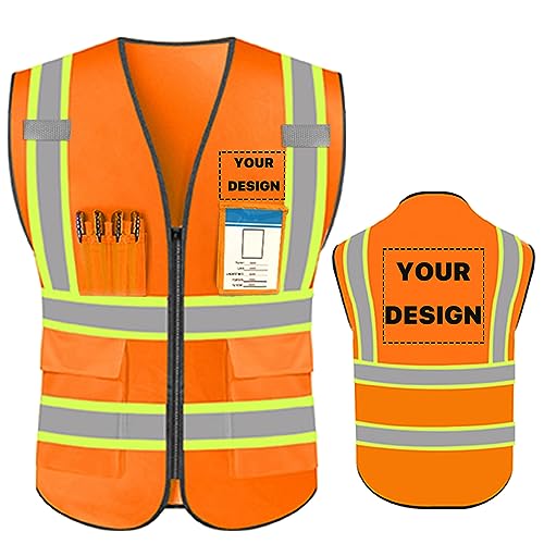 High Reflective Visibility Safety Vest Custom Your Logo Safety Workwear with Reflective Strips and Pockets