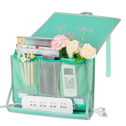 Bedside Caddy Bedside Storage Organizer Bedside Organizer with Power Strip Holder and 2 Adjustable Straps for Home Bunk Bed College Dorm Sofa