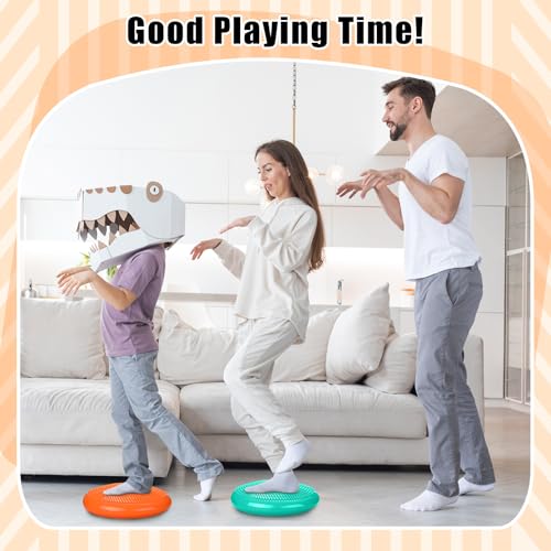 2 Pcs Wiggle Seat Inflated Wobble Cushion Flexible Balance Disc with Air Pump for Core Stability Strengthening Improving Posture Physical Exercise