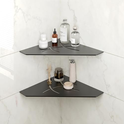 2 Pack Matte Black Recessed Corner Shower Shelf