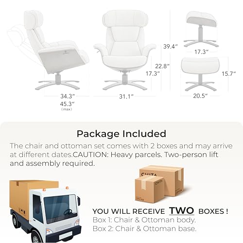 Reclining Swivel Chair with Adjustable Headrest and Ottoman for Living Room