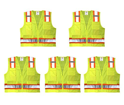 Premium High Visibility Surveyor Vest Solid Front Mesh Back