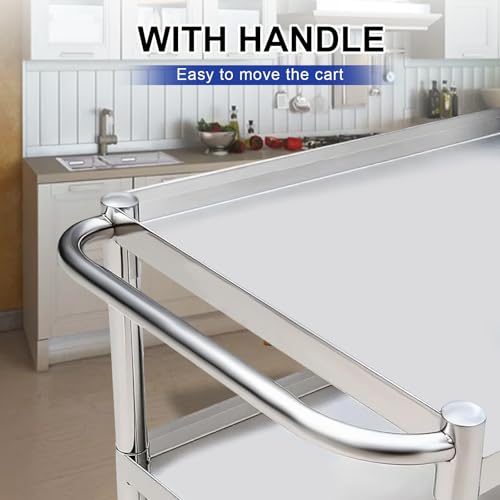 3 Shelf Stainless Steel Rolling Utility Cart