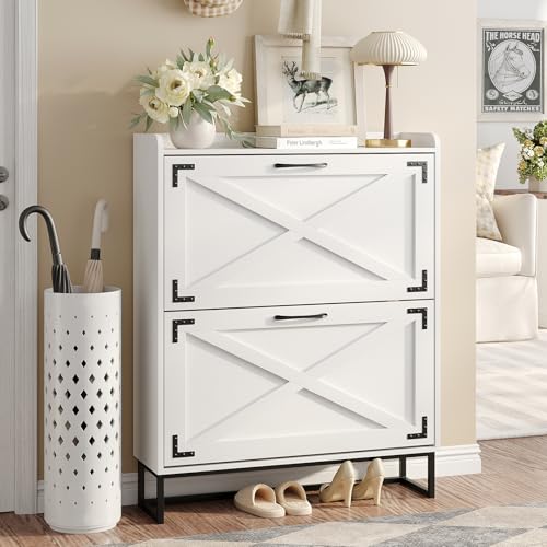 Shoe Storage Cabinet with Flip Drawers