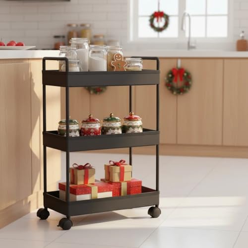 3 Tier Slim Rolling Storage Cart with Wheels Utility Organizer