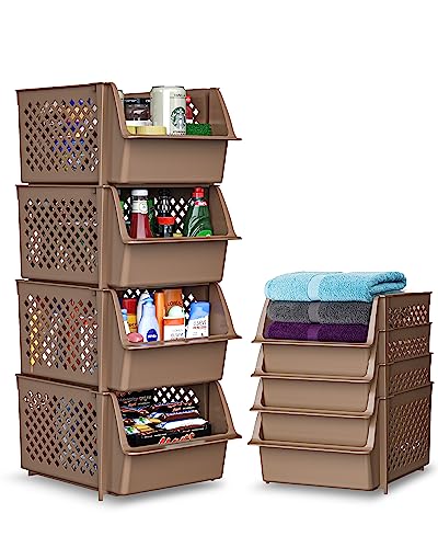 Stackable Storage Bins Open Front for Pantry Storage