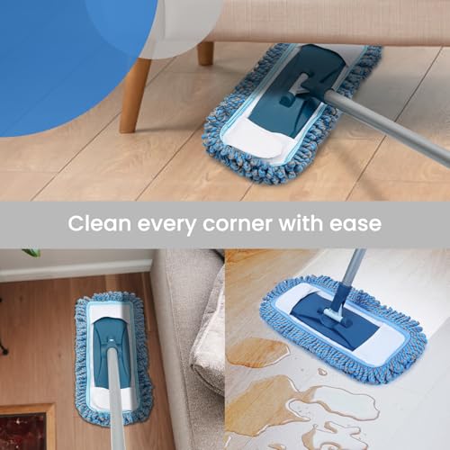 Dust Mop for Hardwood Floors with 57" Long Handle Wet & Dry Mops for Catching Pet Hair and Dust Bunny Microfiber Dust Mops for Vinyl