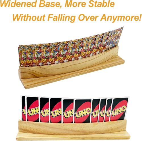 Card Holders for Playing Cards Set of 4 13inch Soild Wood Cards Holders for Kids Seniors Adults