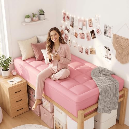 3 Inch Dual Layer Memory Foam Mattress Topper Pink