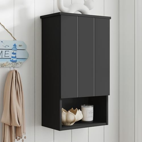 Bathroom Wall Cabinet Wooden Medicine Cabinet Buffering Hinge MDF Material Storage Organizer and Adjustable Shelves Cupboard Storage Cabinet with Large Space