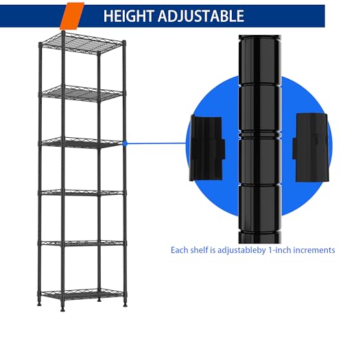 6 Wire Shelving Steel Storage Rack Adjustable Unit Shelves for Laundry Bathroom Kitchen Pantry Closet