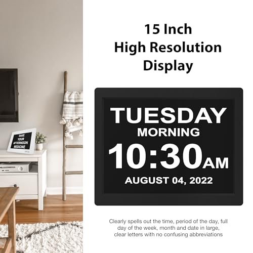 New Version Day Clock Extra Large Impaired Vision Digital Clock with Backup and Alarm Options