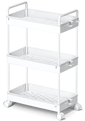 3 Tier Slim Rolling Storage Cart with Wheels Utility Organizer