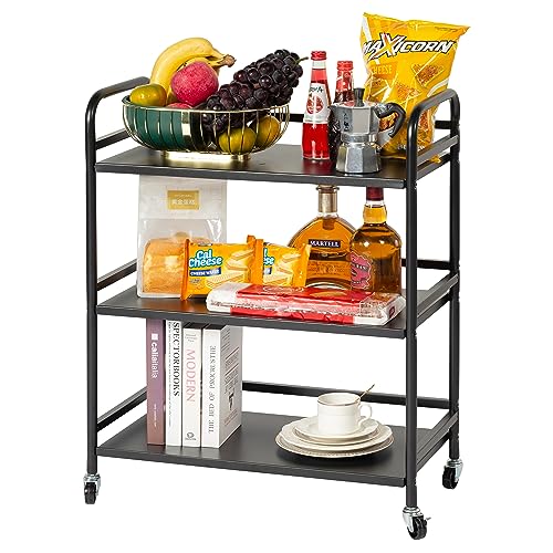 3 Tier Rolling Cart with Lockable Wheels Sturdy Construction