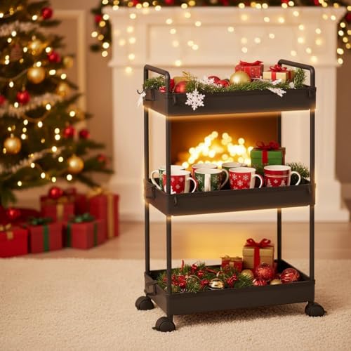 3 Tier Slim Rolling Storage Cart with Wheels Utility Organizer