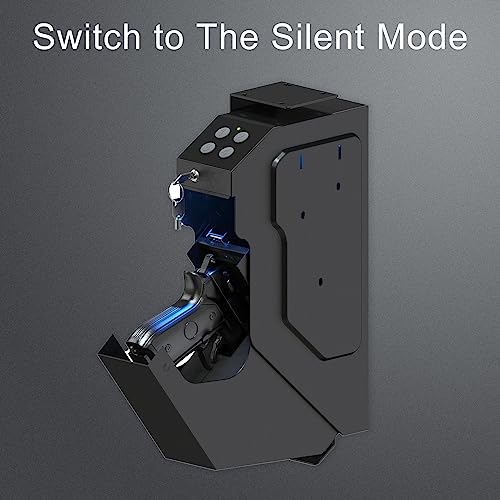 Gun Safe Biometric Quick Access Handgun Firearm Safes for Pistols Drop Down Single Gun Safety for Nightstand Wall Mount Bedside Desk Vehicle Bed Personal Safe with Fingerprint Keypad Lock Key Lock